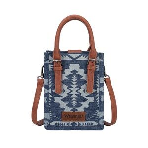 NWT Wrangler Ladies Laser Cut Print Denim Square Mini Crossbody